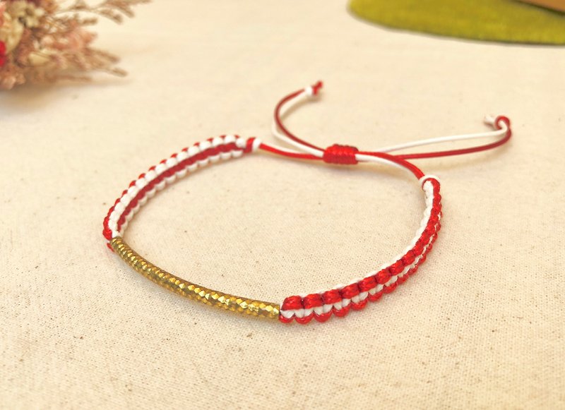 日本双色黄铜绳编系列 (手环/脚环) - 手链/手环 - 防水材质 红色