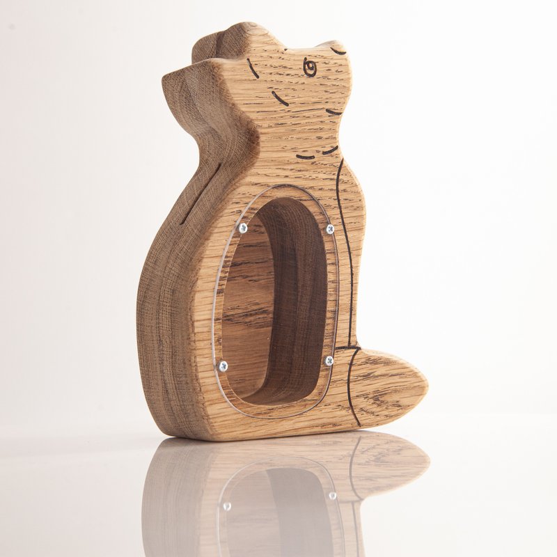 Wooden fox piggy bank, Customized gift, coin bank, animal money box, first gifts - 储蓄罐 - 木头 