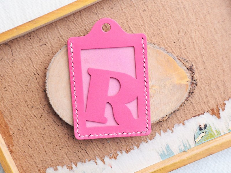 头文字 R 字母证件套 好好缝 皮革材料包 卡片夹 名片夹 免费刻名 - 皮件 - 真皮 粉红色