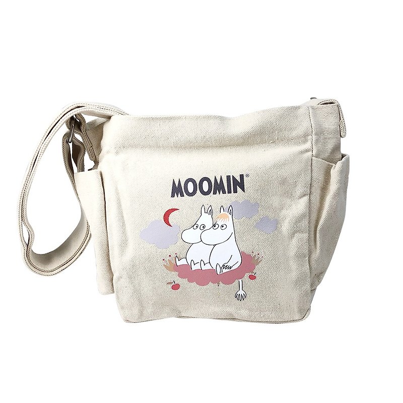 Moomin噜噜米授权-复古肩背包(白),AE04 - 侧背包/斜挎包 - 棉．麻 白色