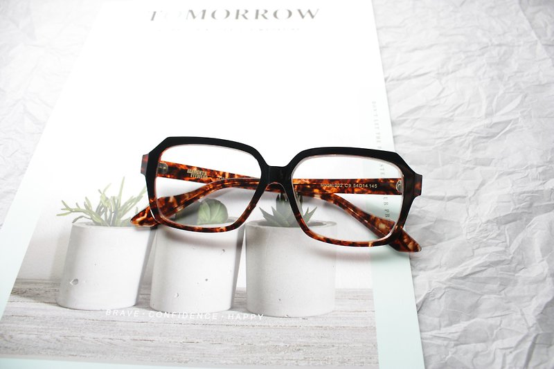 方形复刻眼镜七枚蝶番铰链日本手造 - 眼镜/眼镜框 - 其他材质 咖啡色