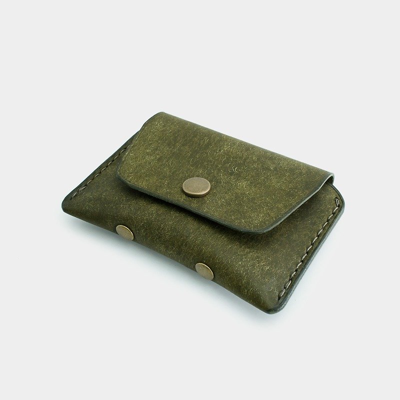 RENEW - 零钱包 意大利植鞣革手缝 橄榄绿Oliva 卡片包 - 零钱包 - 真皮 绿色
