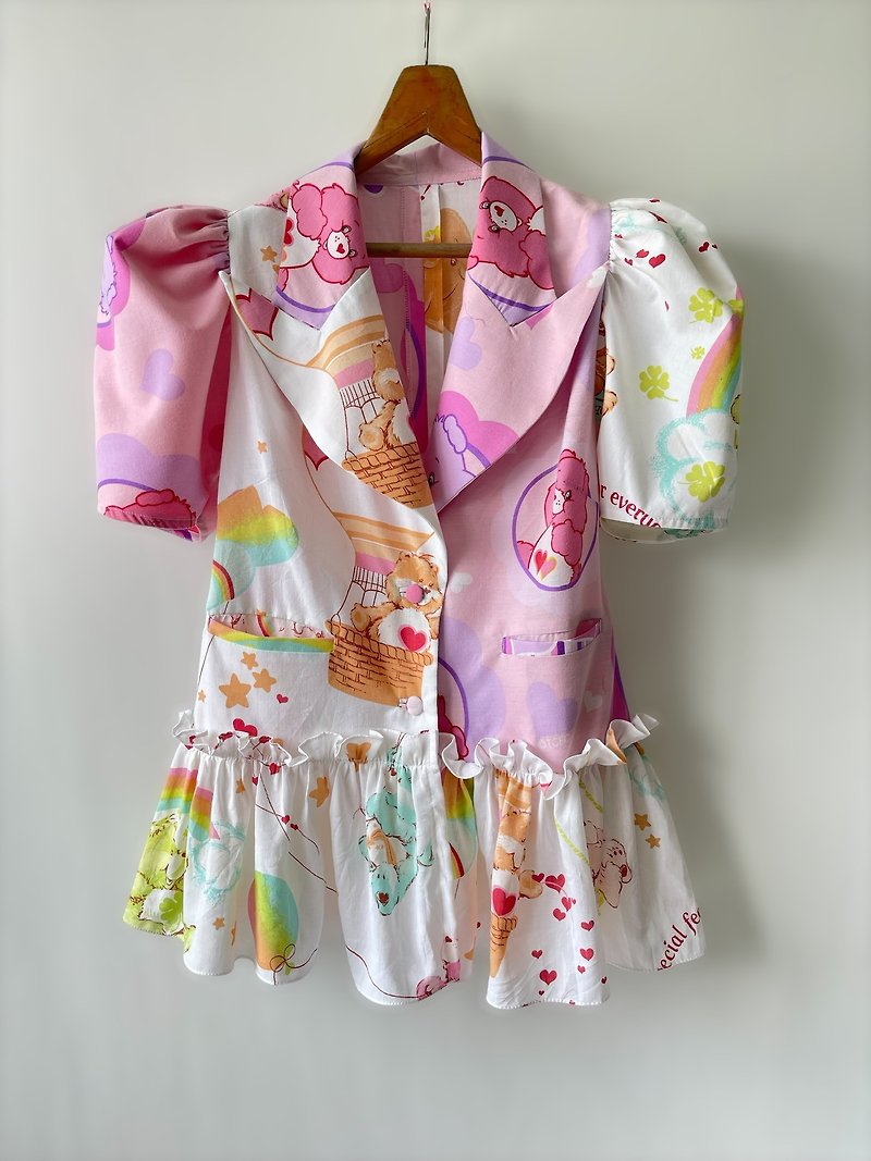 Handmade shirt, bear print,Size:S,M,L - 女装上衣 - 棉．麻 粉红色