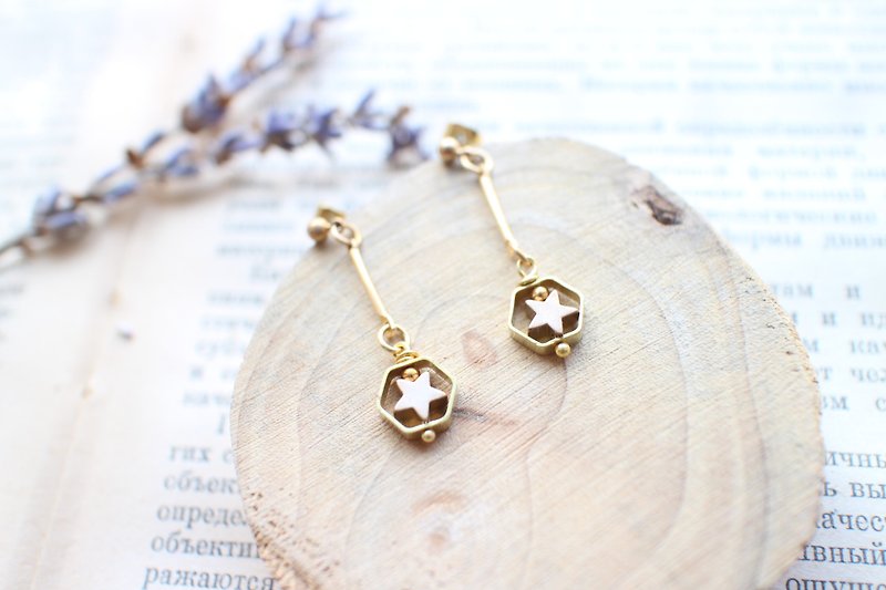 小星星-黄铜耳环-可改夹 - 耳环/耳夹 - 铜/黄铜 金色