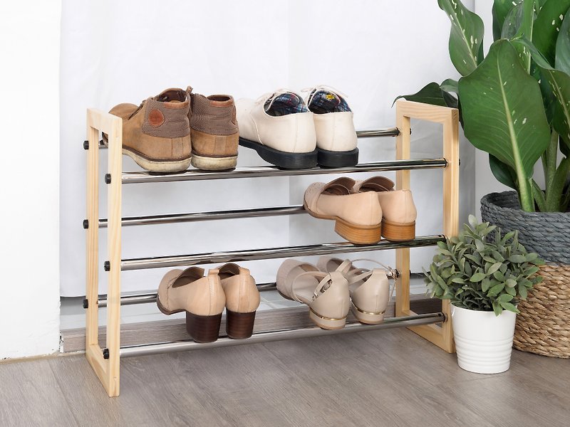 三层加长伸缩式鞋架(65~120.5cm)/家居收纳 - 衣柜/鞋柜 - 其他金属 卡其色