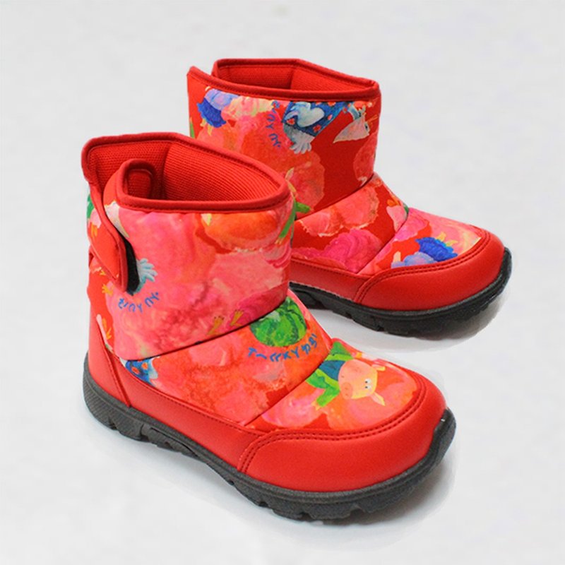 零码特价 防水故事靴 – 红鹅妈妈和西瓜蛋 童鞋/童靴秋冬新时尚 - 童装鞋 - 防水材质 红色