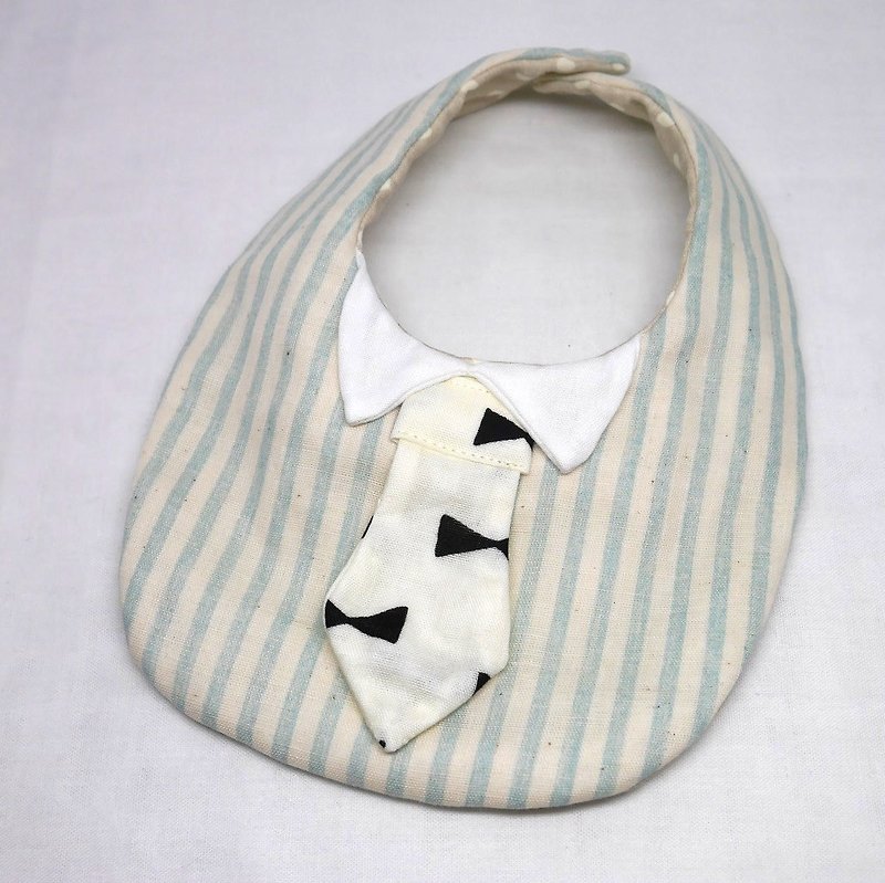 Japanese Handmade 8-layer-gauze Baby Bib / with tie - 围嘴/口水巾 - 棉．麻 蓝色