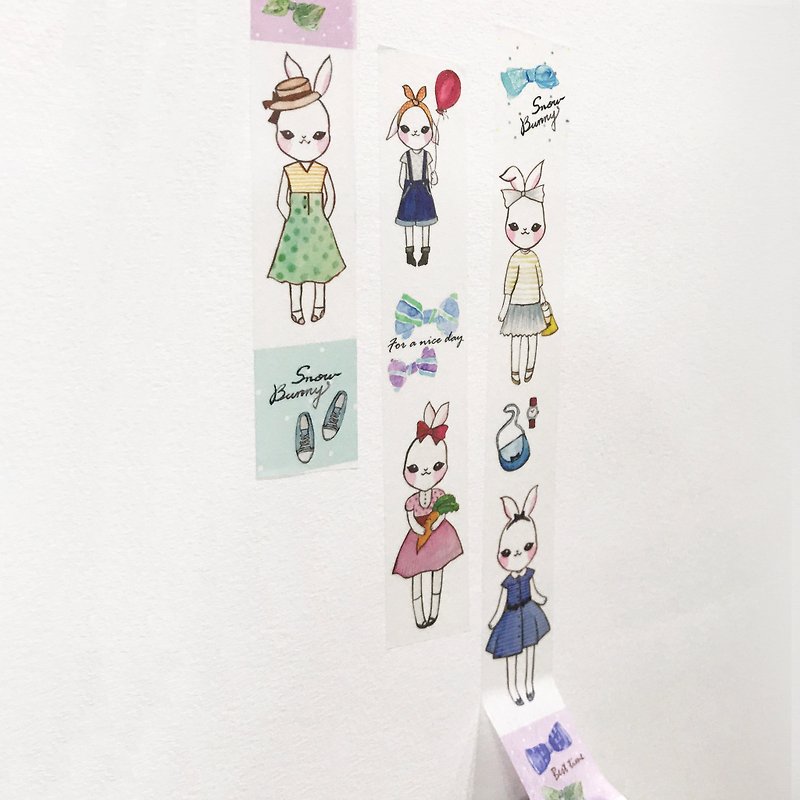 [甜美系列]Snow Bunny25mm水彩纸胶带 雾面 - 纸胶带 - 纸 粉红色