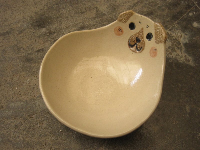 DoDo手作 动物造型碗-邻家小土狗浅碗 - 碗 - 陶 白色