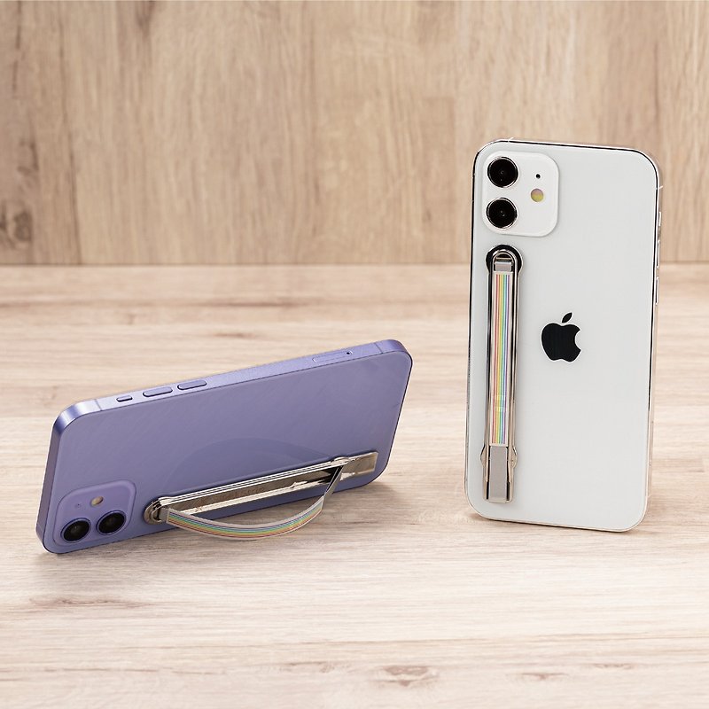 SleekStrip 超薄美型手机支架 -晴空彩虹 x 银框- - 手机配件 - 人造皮革 