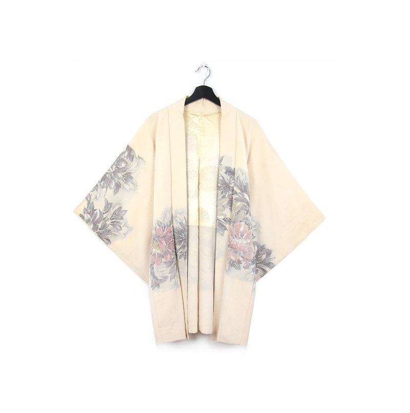 Back to Green-日本带回羽织 象牙白刺绣花卉 /vintage kimono - 女装休闲/机能外套 - 丝．绢 