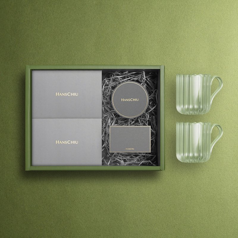 【新婚礼物】手工玻璃茶杯对杯礼盒 - 杯子 - 玻璃 绿色