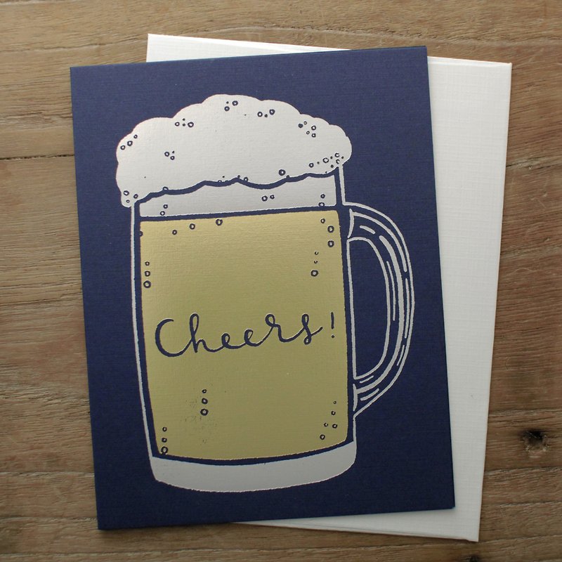 Cheers with Beer Greeting Card - 卡片/明信片 - 纸 蓝色