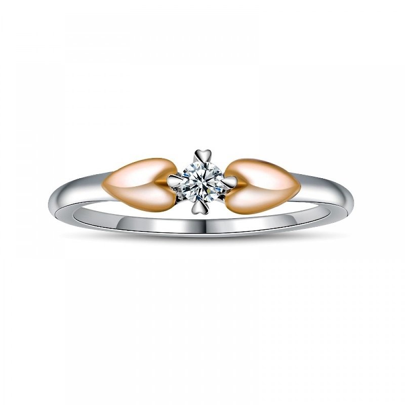 十分幸福 钻石14K金白钢 女用戒指 - 对戒 - 钻石 银色