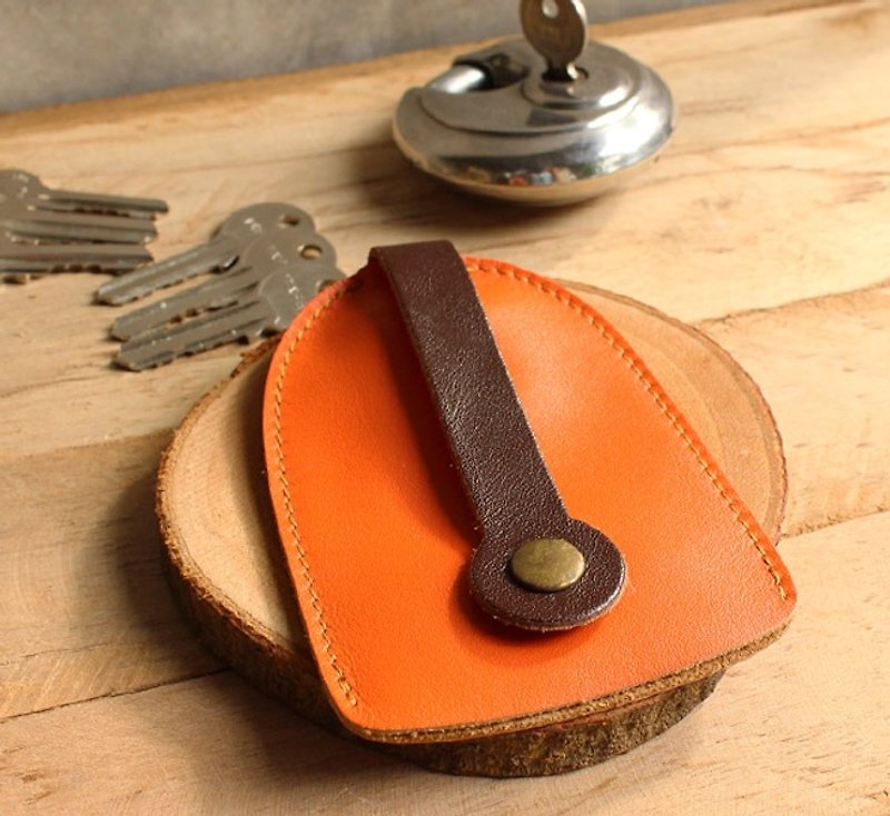 Key Case - Home (Orange) / Key Holder / Key Ring / Key Bag (Genuine Cow Leather) - 钥匙链/钥匙包 - 真皮 