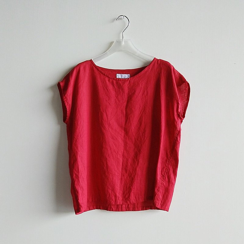 小包袖衫   亚麻  红/可选色 - 女装上衣 - 棉．麻 红色