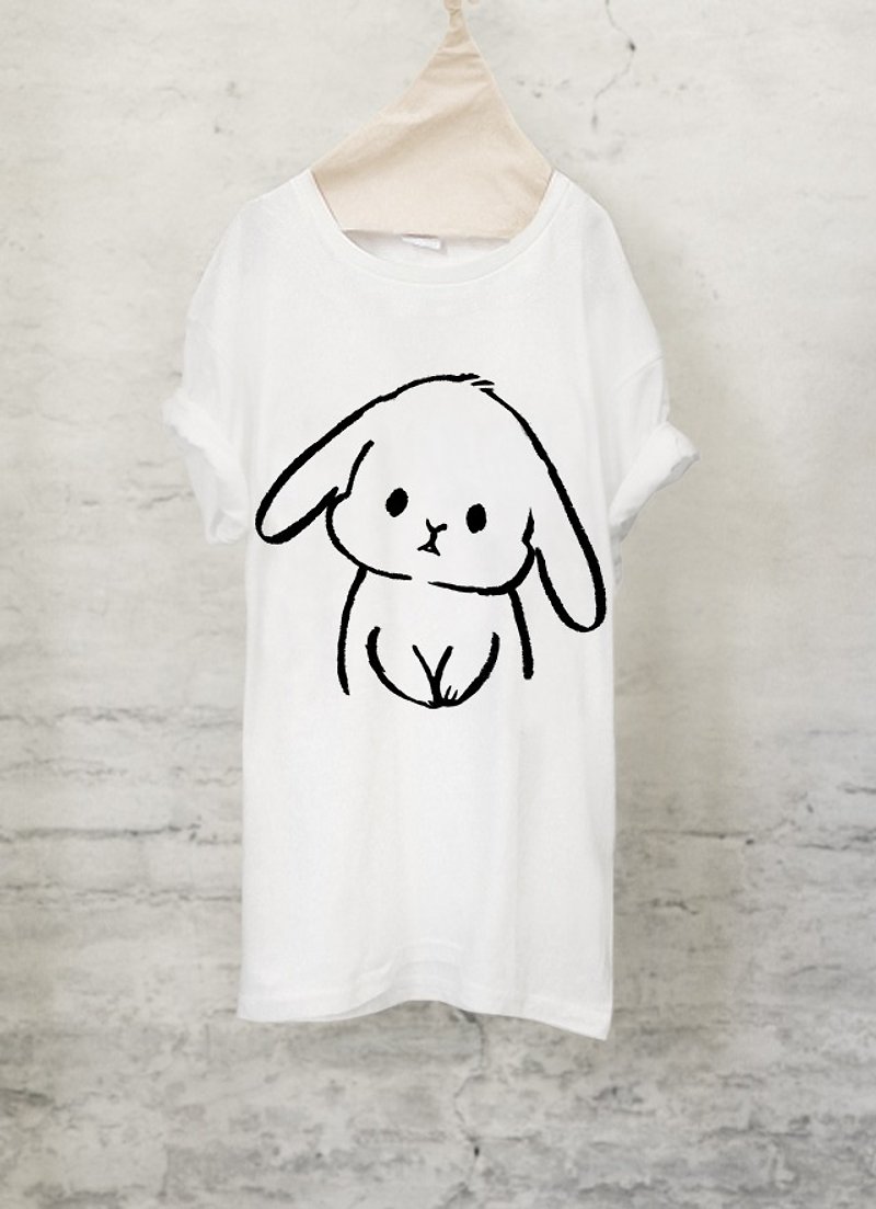 うさぎ Tシャツ Bunny T-shirt (White/Gray) - 女装 T 恤 - 棉．麻 白色