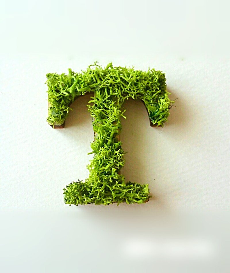 木製アルファベットオブジェ(モス)5cm/T×1点 - 摆饰 - 木头 绿色