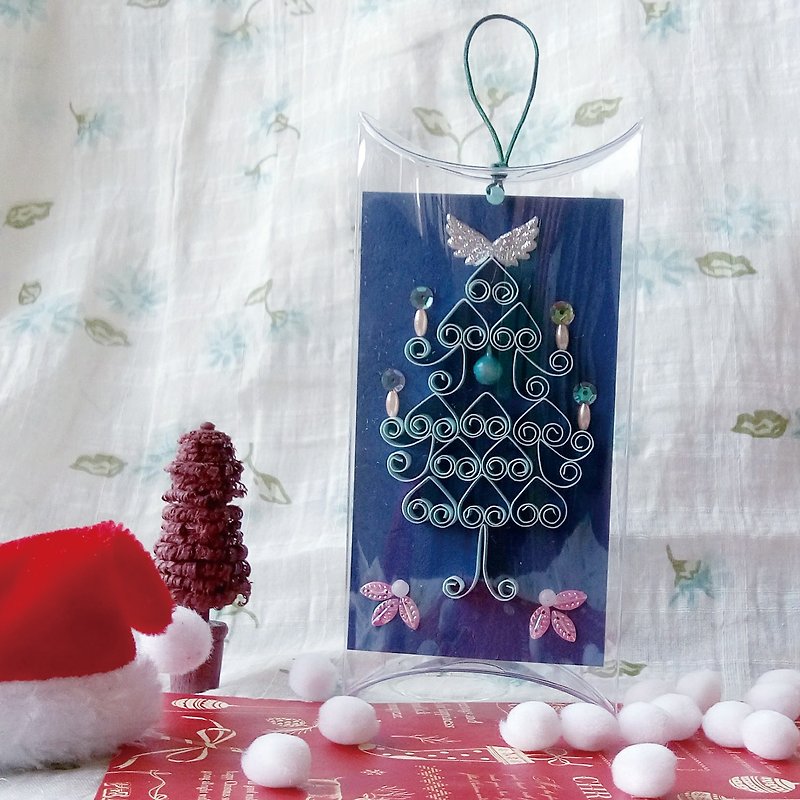 手工制作纸卷圣诞小卡吊饰深蓝长盒 - 吊饰 - 纸 蓝色