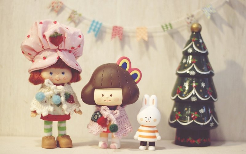 Fluffy House x 樱桃可可娃草莓娃娃尺寸手工编织日本美丽诺羊 - 女装针织衫/毛衣 - 羊毛 