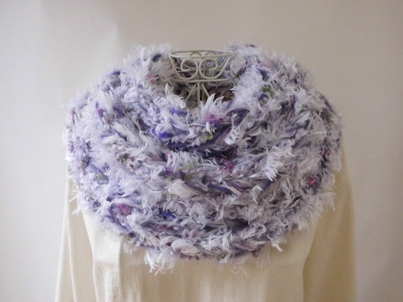 再出品×1(藤の花の咲く頃)とっても柔らか・ファー・モヘヤたっぷり・ふわふわ♪スヌード - 丝巾 - 其他材质 紫色