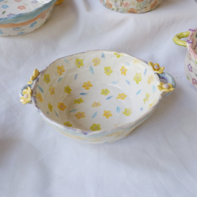 Hand built cereal bowl 4 | yellow | ceramic handmade - 咖啡杯/马克杯 - 陶 黄色