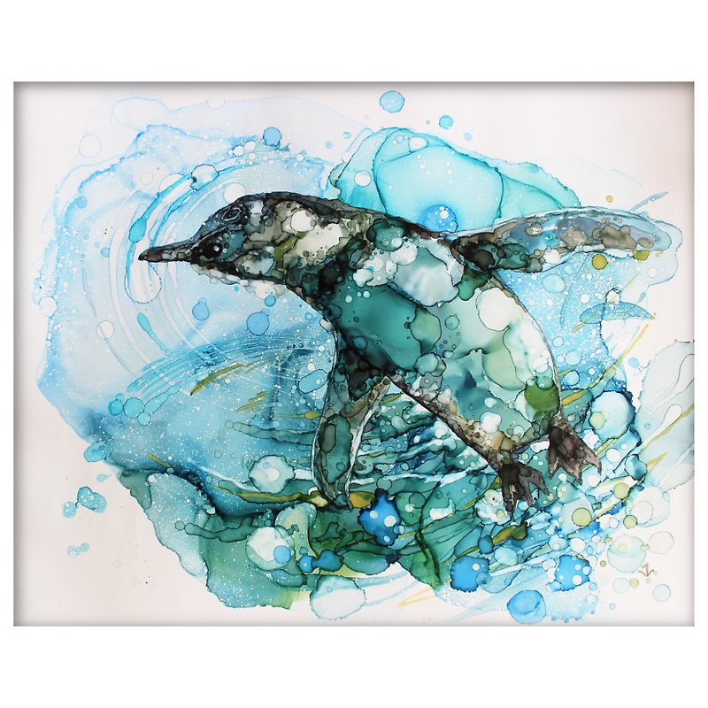 企鹅 海鸟 海洋 原创绘画 40*50cm - 墙贴/壁贴 - 其他材质 蓝色