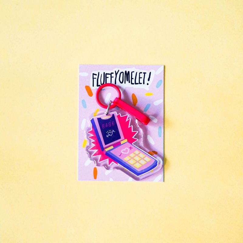 Fluffy Omelet - Keychain / Pin / Phone Grip - Babe Phone - 胸针 - 压克力 粉红色
