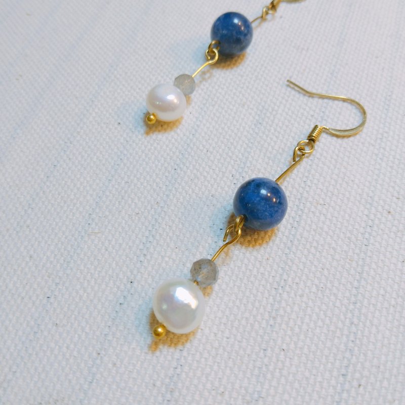 宝石 耳环II 蓝磷灰石 透光 月光石 珍珠   可改耳夹 - 耳环/耳夹 - 水晶 粉红色