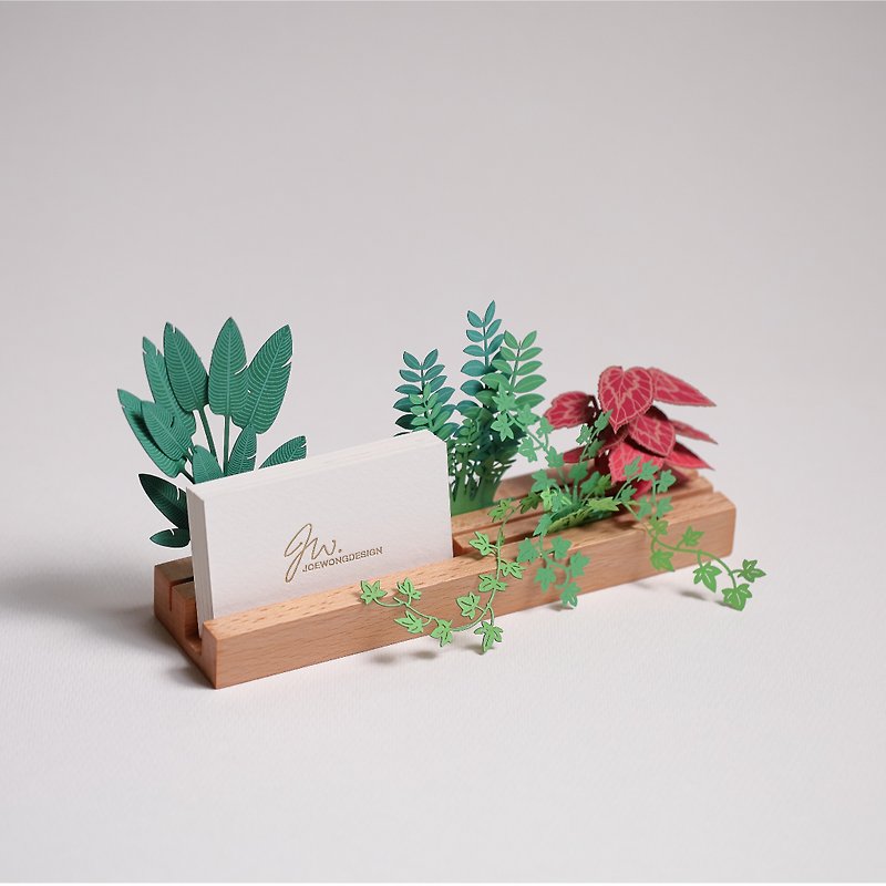 立体纸植物 原木手机座 / 卡片座 套装 - 名片架/名片座 - 纸 绿色