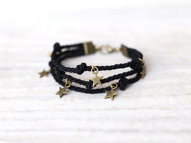 Star black knot layered bracelet - 手链/手环 - 其他材质 黑色