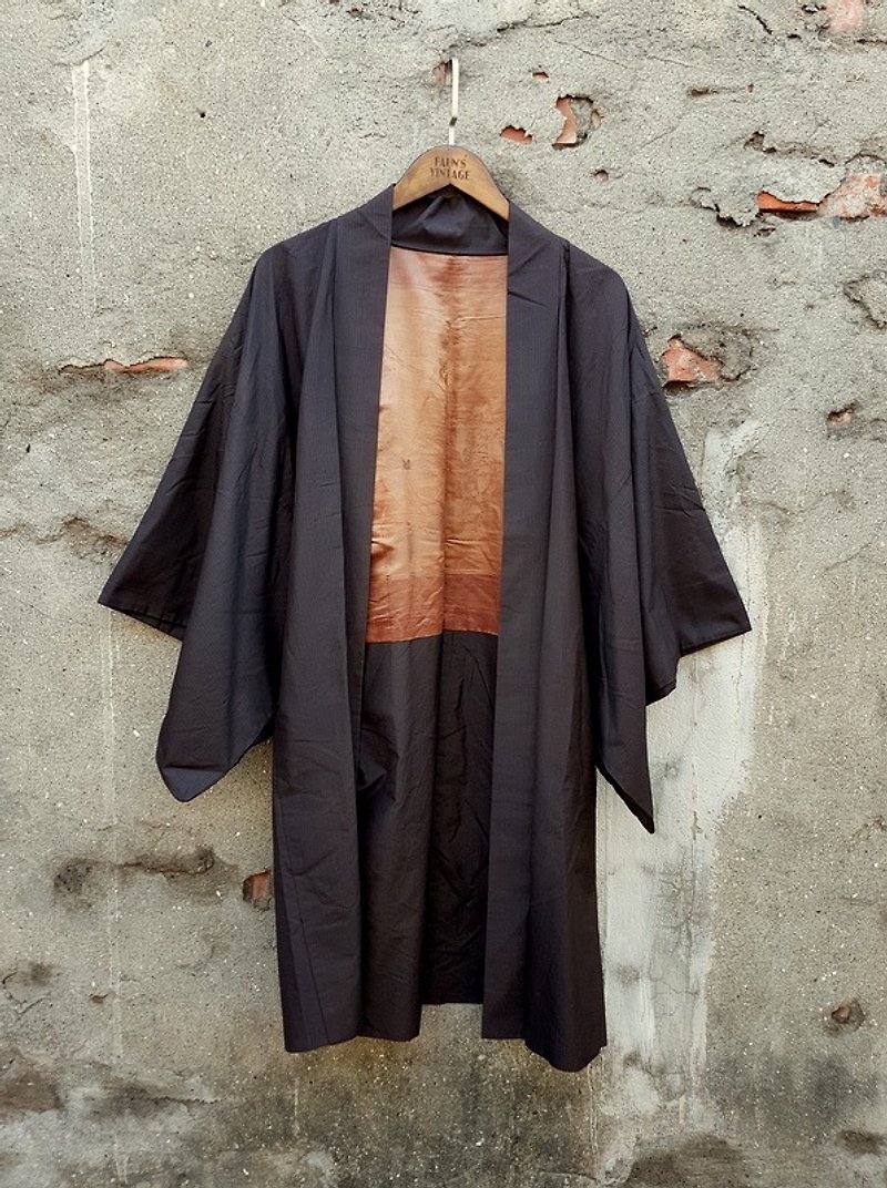 小龟葛葛 - 日本武士刺绣羽织古董和服外套 - 男装外套 - 丝．绢 