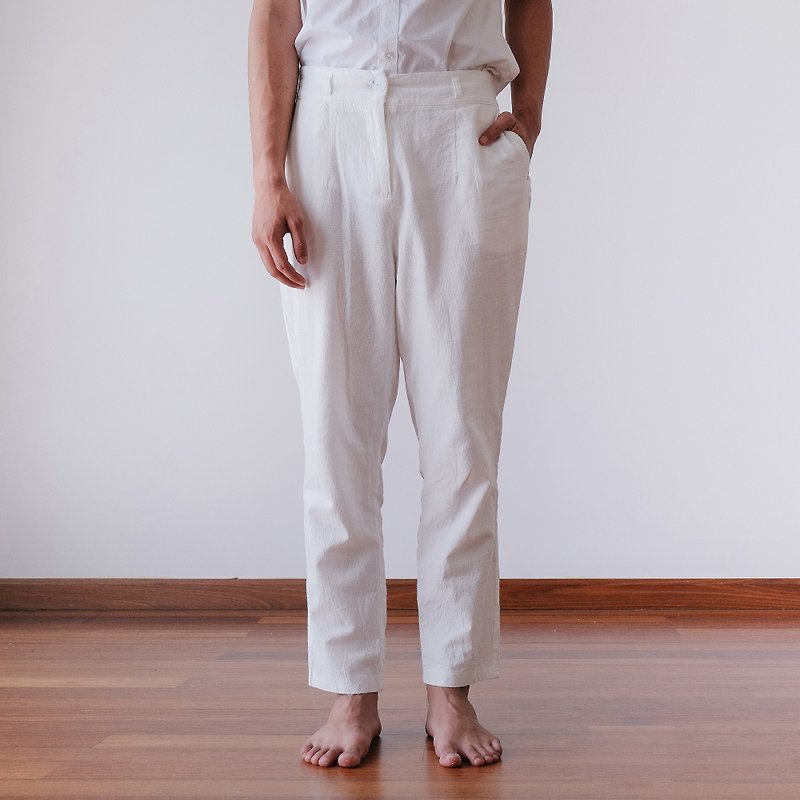RELAXED LINEN PANTS (WHITE) - 其他 - 棉．麻 白色