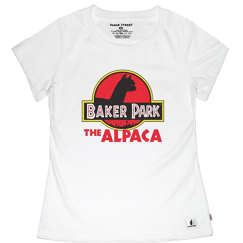 Alpaca Park 侏罗驼 女版短T - 女装 T 恤 - 棉．麻 白色