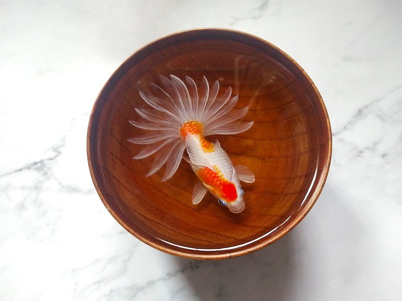 人望山 鱼窥荷 鱼戏莲叶间 3D树脂画手绘 永生鱼 可私人定制 - 摆饰 - 树脂 多色