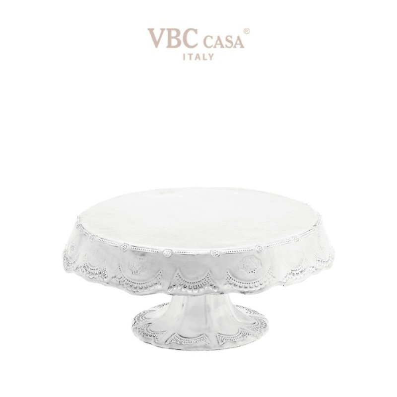 意大利 VBC casa │ 蕾丝系列 32 高脚蛋糕盘 / 米白色 - 盘子/餐盘/盘架 - 陶 白色