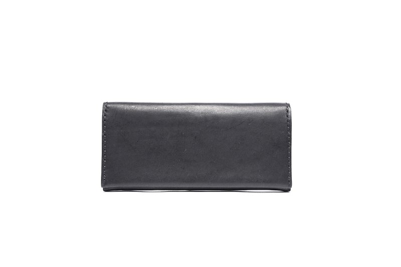 Shika 夕卡革物 - 意大利植鞣牛皮//薄型长夹（黑色） - 皮夹/钱包 - 真皮 黑色