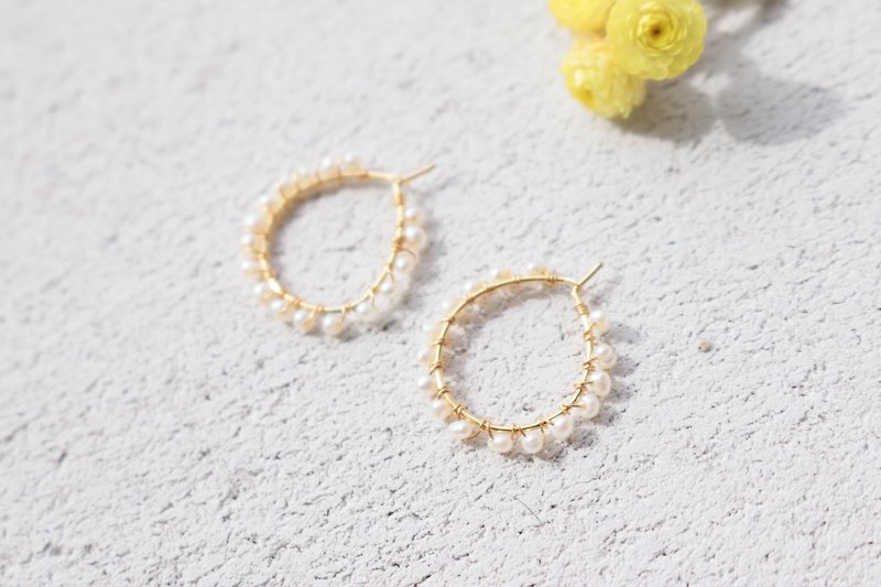 珍珠 耳环 1133-生日快乐 - 耳环/耳夹 - 宝石 白色