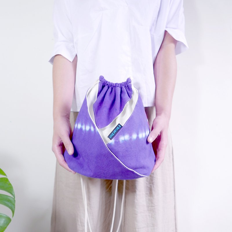 [红紫双] 日式和服包 侧背包 肩背包 斜背包 手染 渲染 染色 - 侧背包/斜挎包 - 棉．麻 紫色