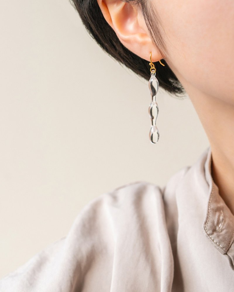 Hario手工玻璃耳环 - 流水 (HAW-LQ-P) - 耳环/耳夹 - 玻璃 透明