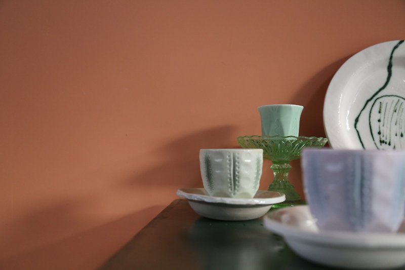 手繪陶瓷咖啡杯抽象渐变釉色咖啡杯|交换禮物 - 咖啡杯/马克杯 - 陶 白色