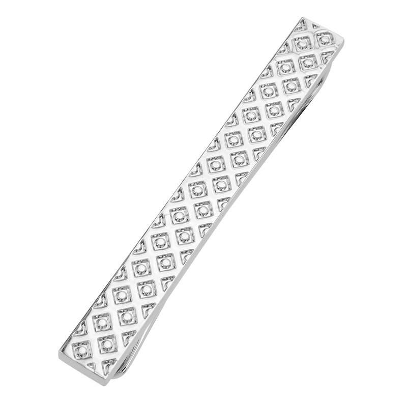 50mm 菱形格子领带夹 - 领带/领带夹 - 其他金属 银色