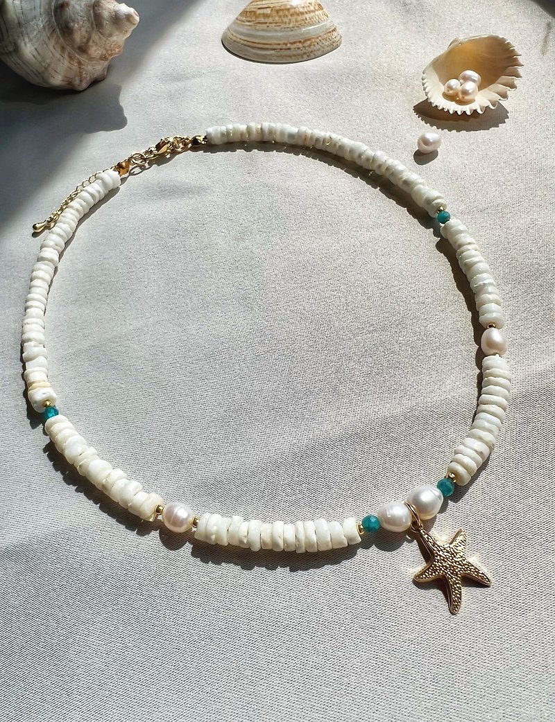 Choker Necklace, Apatite Necklace, Pearl Necklace, Women Jewelry, Beaded Choker - 项链 - 宝石 白色