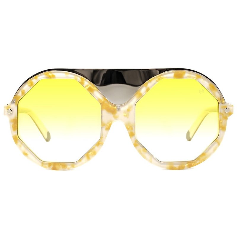 墨镜 | 太阳眼镜 | 金色透黄镜片造型圆框 | 意大利制|胶框眼镜 - 眼镜/眼镜框 - 其他材质 金色