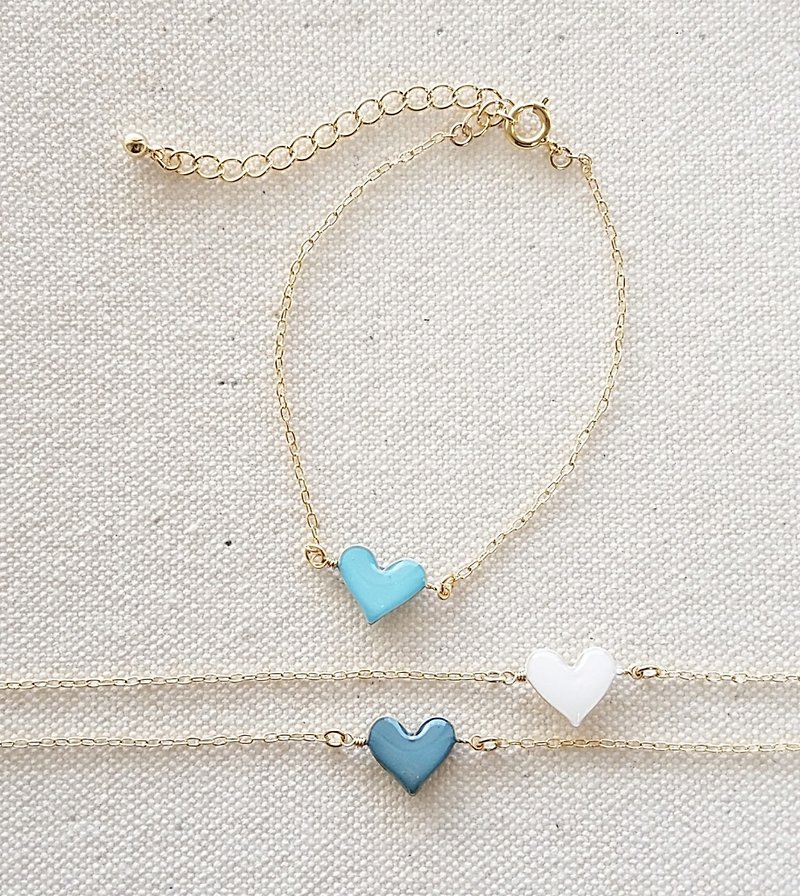 mini heart bracelet コロンとしたパステルカラーのハートブレスレット - 手链/手环 - 树脂 蓝色