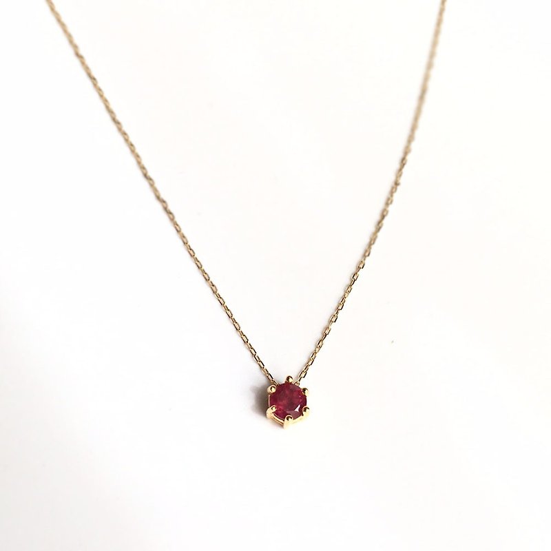 K14gf/K10YG Ruby Necklace, July Birthstone Necklace - 项链 - 半宝石 透明