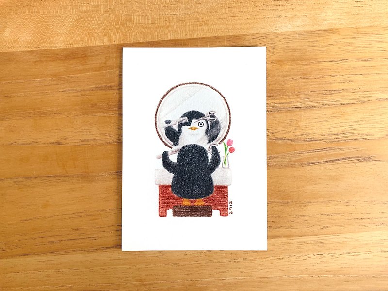 企鹅剪刘海 明信片 - 卡片/明信片 - 纸 白色