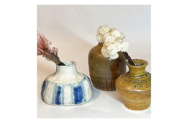 陶制小花器 - 花瓶/陶器 - 陶 咖啡色