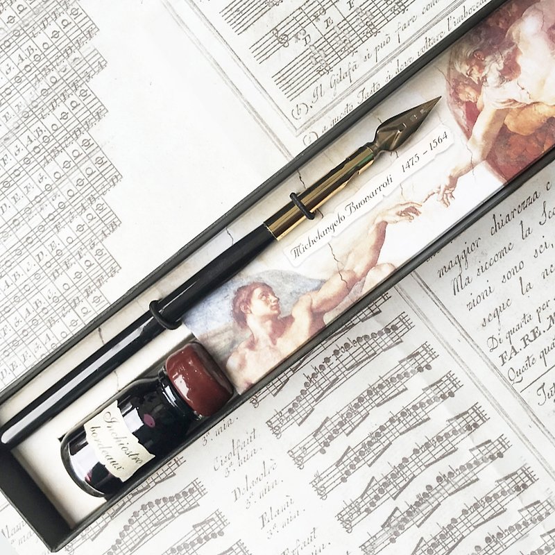 MI/01 意大利木杆沾水笔礼盒-创世纪系列 | Francesco Rubinato - 蘸水笔 - 其他金属 黑色