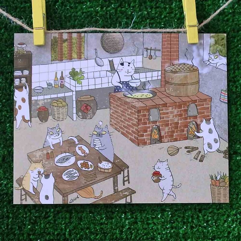 3猫小铺猫咪插画明信片(画家:猫小姐) –谁家厨房飘香 - 卡片/明信片 - 纸 
